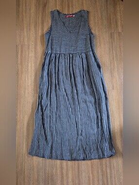 V-neck Indigo Stripe Dress Size Small